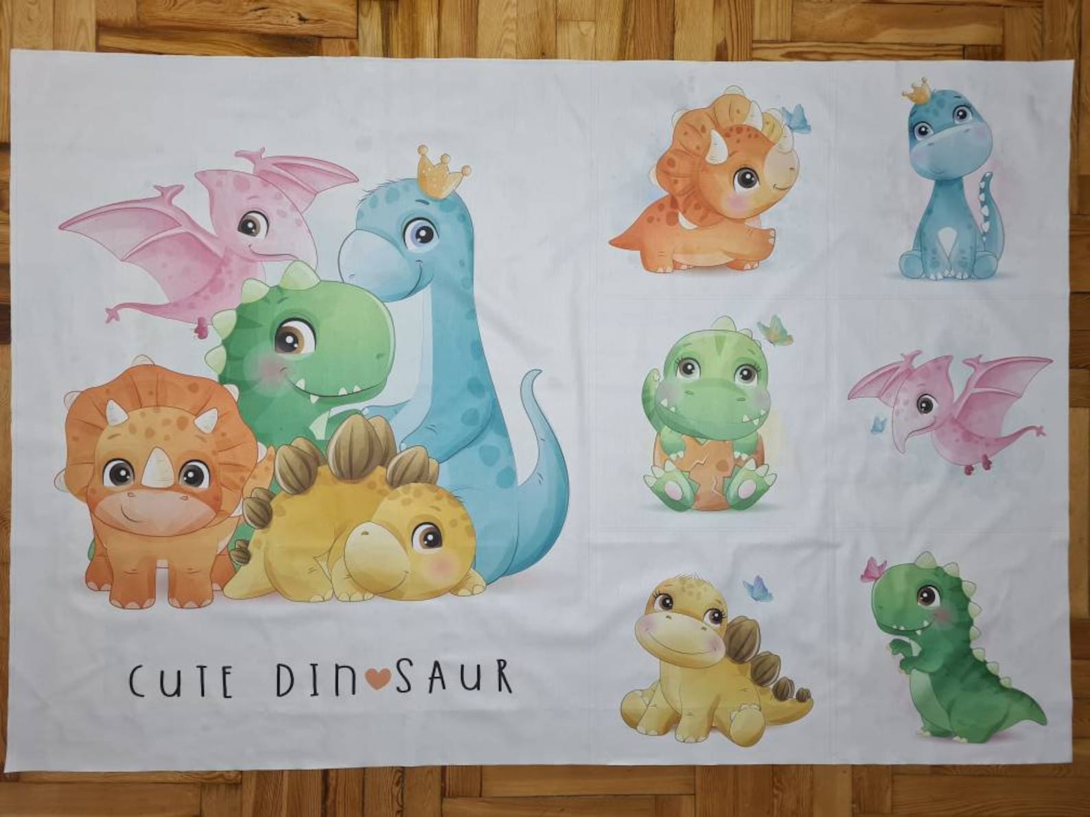 Baby Dinosaur Fabric Panels Cute Dinosaur Quilt Panels Etsy