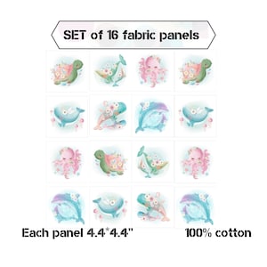 Meerestiere Baumwollstoffreste für Baby Quilts, süßer Oktopus Baby Quilt Stoff, Schildkröte Stoffrest, Wal Baumwollstoff SALE