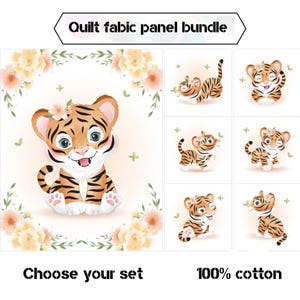Niedliche Tiger Quilt Stoff Panels, Baby Quilt Stoff, Dschungel Tiere Stoff, Kinderstoff Bündel