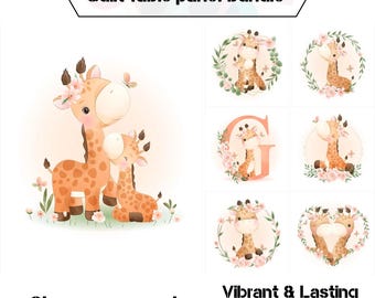 Pannello di tessuto con giraffa per trapunte per neonati, pannelli di tessuto per trapunte per neonati, set di tessuti per trapunte per cameretta