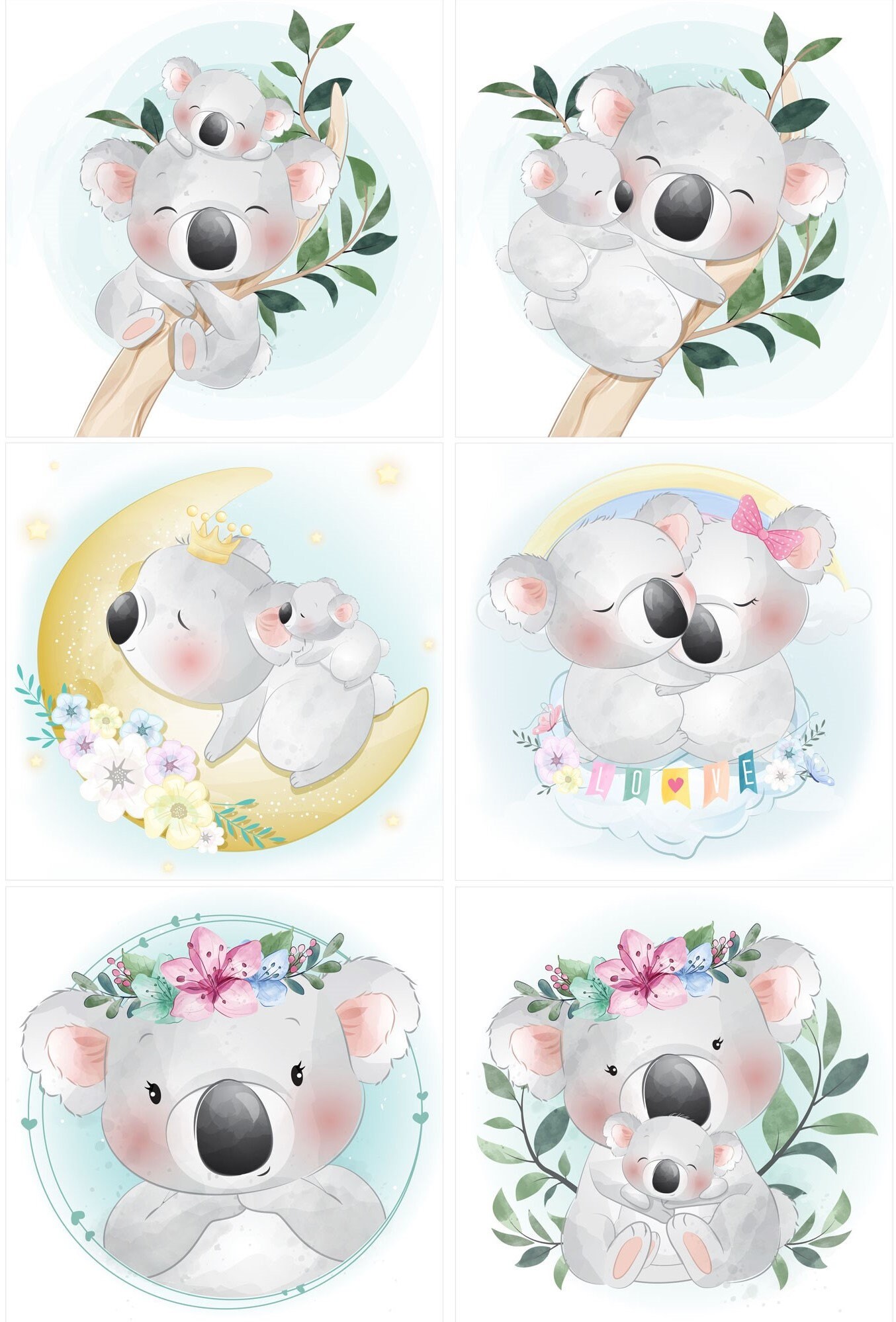 Koala Fabric Panels for Quilting Quilt Fabric Bundle Baby Etsy