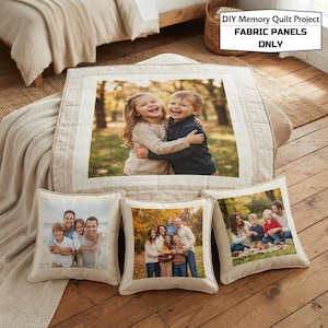 Personalized Photo Fabric Panel for Grandma - DIY Memory Quilt Square - Family Keepsake
