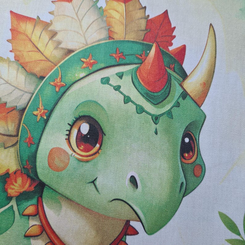 Boho Baby Dinosaur Quilt Fabric Panels, Cute Dinosaur Nursery Fabric