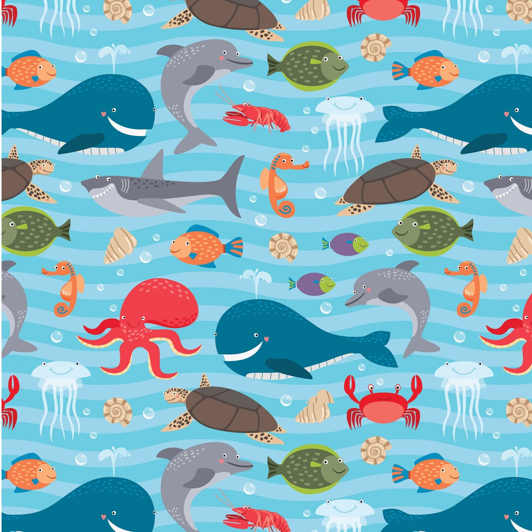 Ocean Fabric by the Yard Organic Cotton Fabric Fat Quarters Etsy