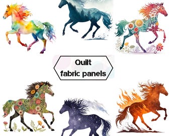 Paardenstoffen panelen voor quilts, schattige widlife stoffen panelen voor quilten, aangepaste paardenquiltstof