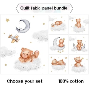 Baby Bär Bio-Baumwollstoff, Baby Quilt Panels Stoff, Kinder Quilt Stoffpaket