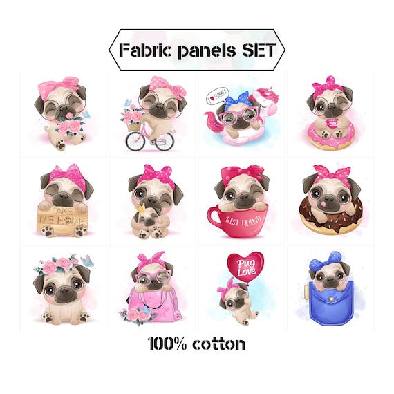 Cute Dog Fabric Panels or Quilting Baby Girl Quilt Fabric Etsy