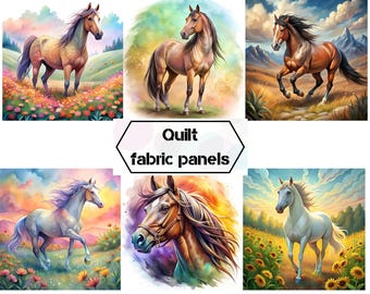 Paardenstoffen panelen voor quilts, cabinestoffen panelen voor quilten, paardenquiltstof op maat