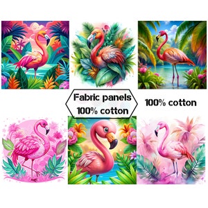 Rosa Flamingo Stoff Panels für Baby Quilts, Mädchen Bio-Baumwollstoff Panels für quilting, Patchworkstoff mit tropischem Druck Dekor