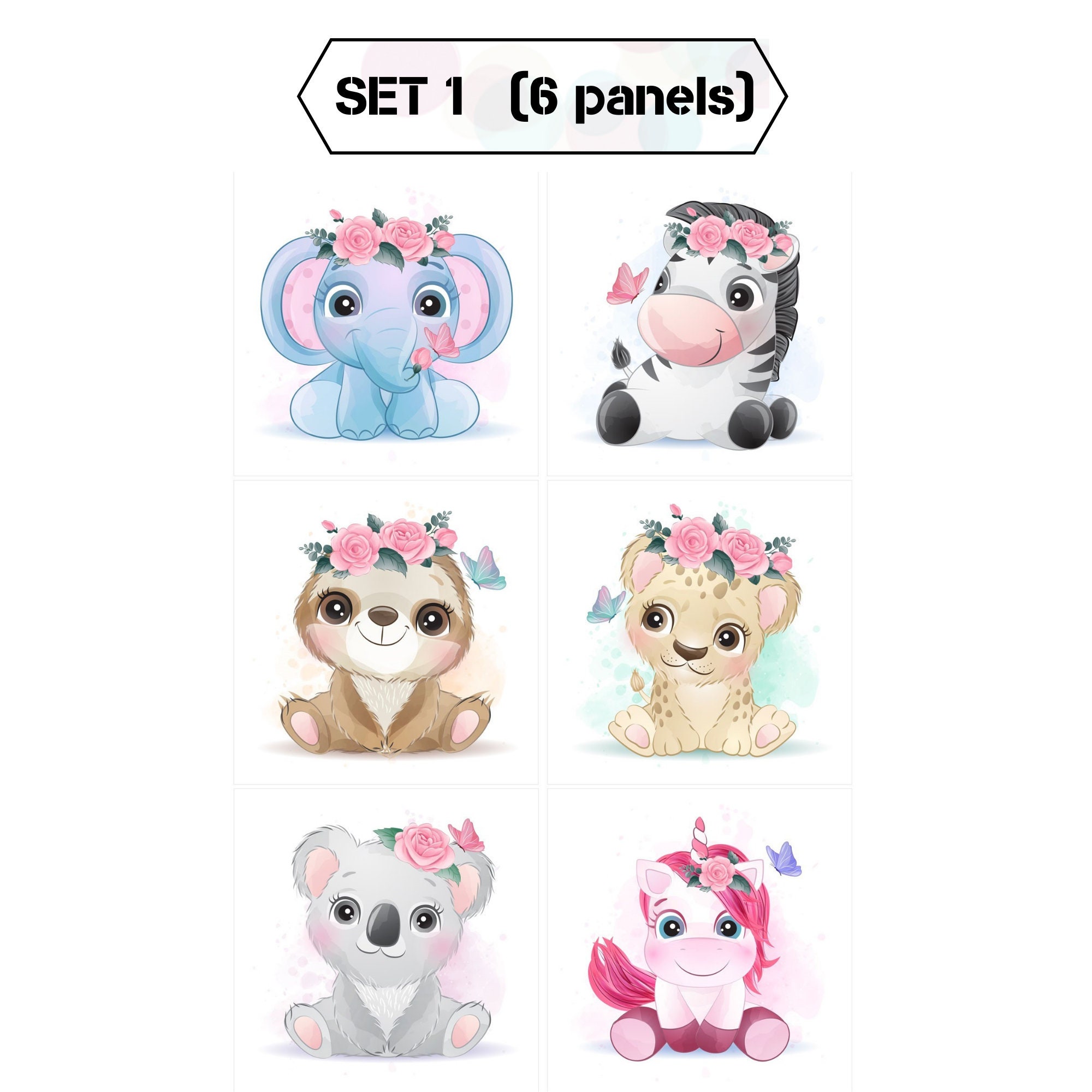 Baby girl quilt fabric bundle Animal baby fabric panels for Etsy