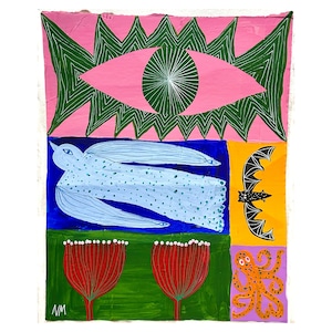 Una colección colorida. En cartón reciclado. Por Nancy Mckie. Obra de arte contemporánea original.