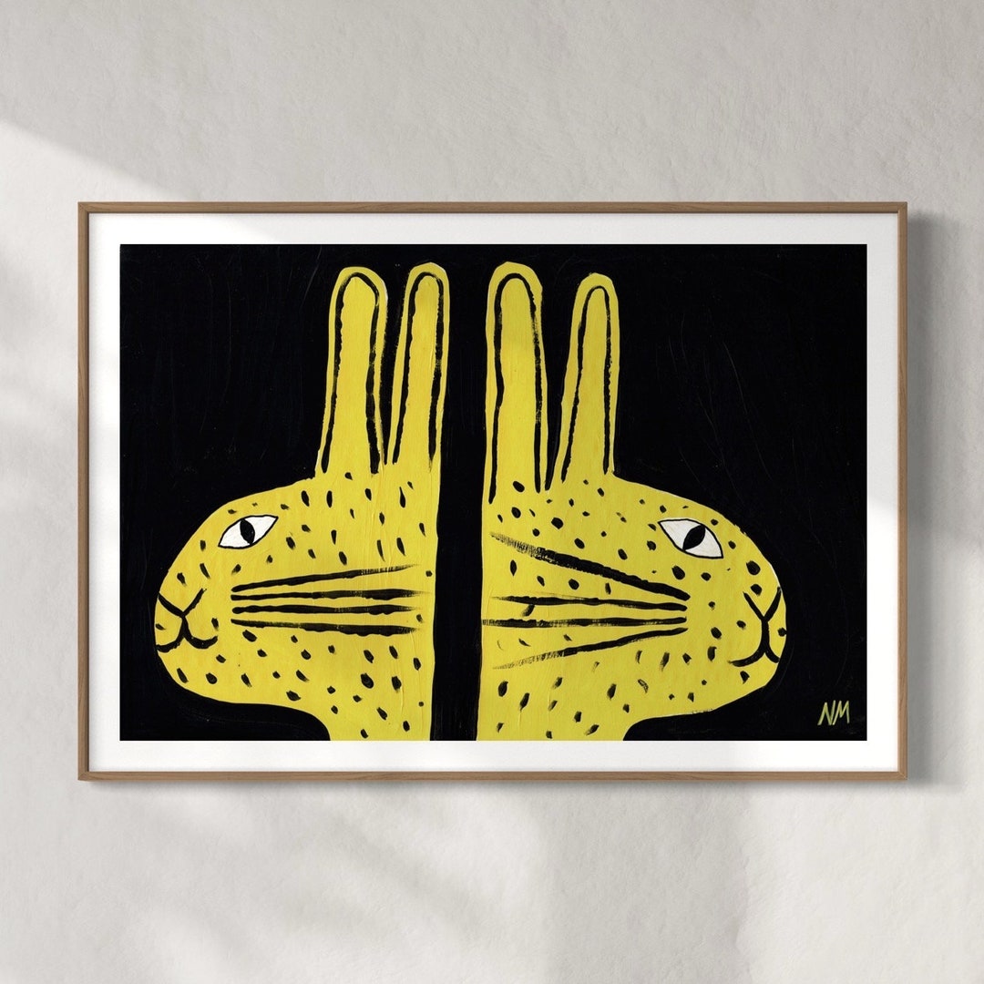 Two Yellow Rabbits Print. Home Decor. Nancy Mckie. - Etsy