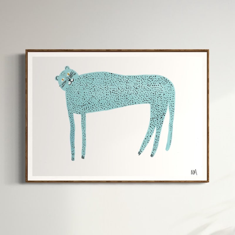Nancy McKie Blue Leopard Print - A3 main image 0