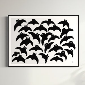 Bats. Art print. Animal poster. Kids children’s bedroom. Home decor. Nancy Mckie.