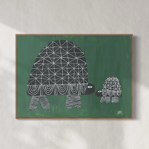 Zwei Schildkröten. Original Kunst Malerei Druck. Kinderzimmer. Wohndekor. Nancy Mckie.