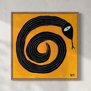 Black snake print. Giclee print. Kids children’s bedroom. Home decor. Nancy Mckie.