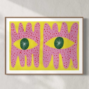 Ojos rosados. Lámina artística. Póster artístico. Regalo único. Arte colorido. Arte contemporáneo. A5 A4 A3 A2 A1 Nancymdraws Nancy Mckie