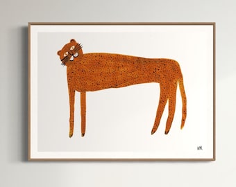 Leopard Wall Art Print for Kids Room | Safari Nursery Decor | Leopard Animal Art | Gender Neutral Kids Bedroom | Giclée Print