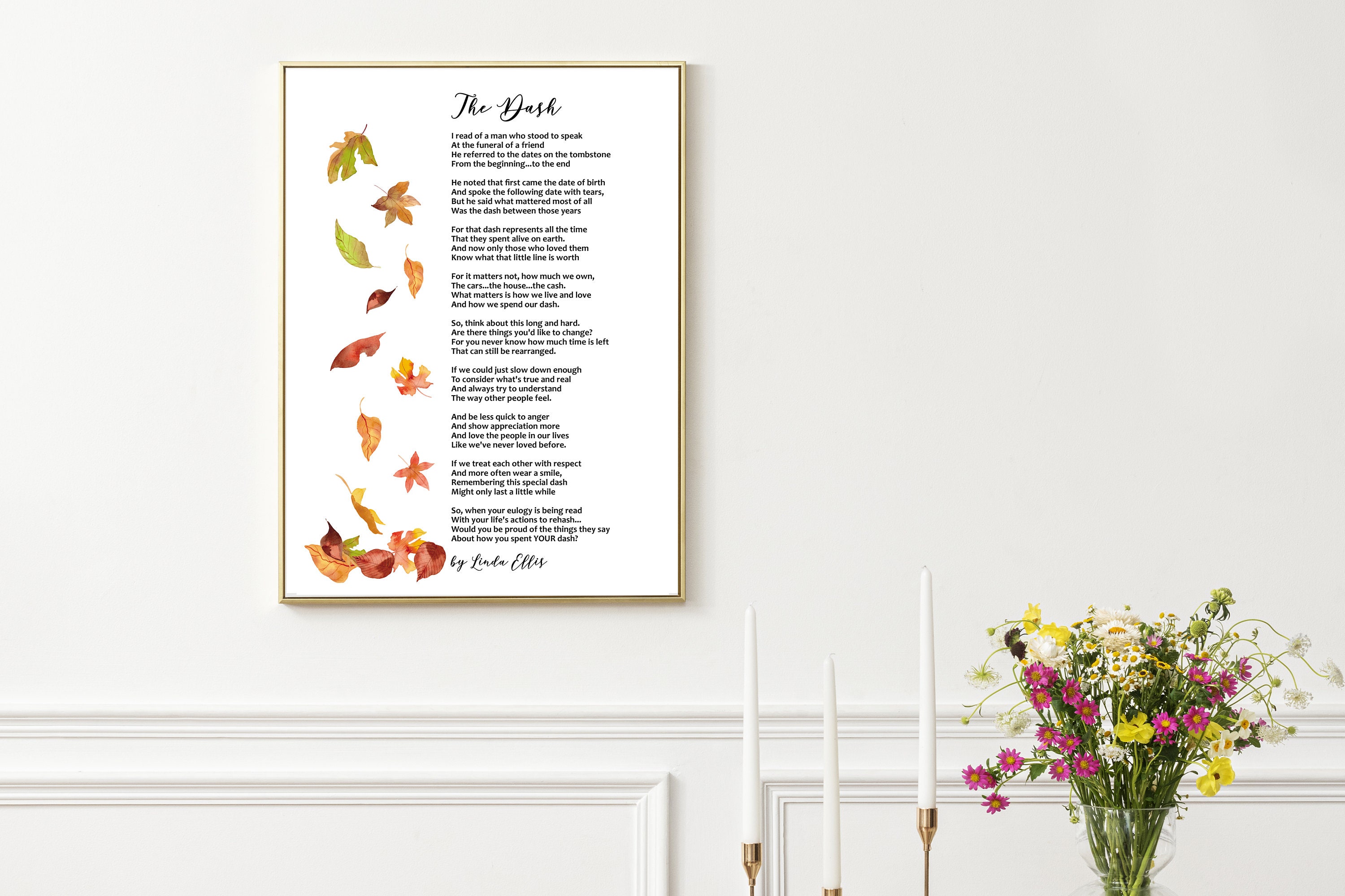 The Dash Poem by Linda Ellis, Memorial Poem, Funeral Poem, Grief Poem ...