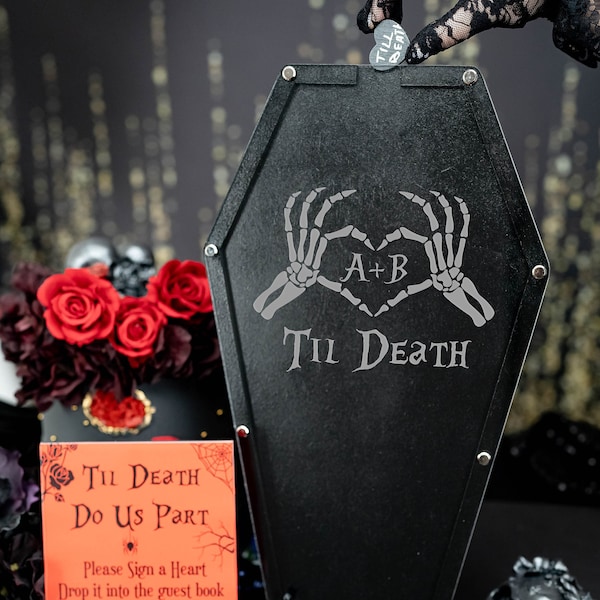 guest book gothic guest book alternative, grave sign in book, til death do us part, hallowedding, spooky wedding guest book