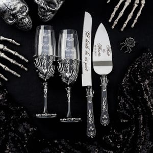skull wedding cake cutting set, skeleton wedding