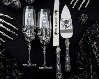 Black wedding cake cutting set, black wedding cake server set,