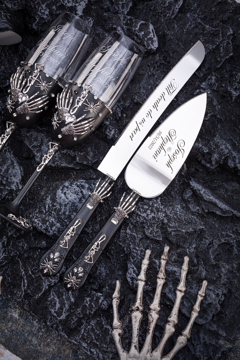Black Wedding Cake Cutting Set Black Wedding Cake Server Set Etsy