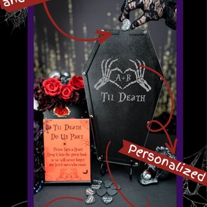 Black wedding cake cutting set, wedding gothic cake knives,halloween wedding, til death wedding cake server, gothic wedding cake plate Guest Book