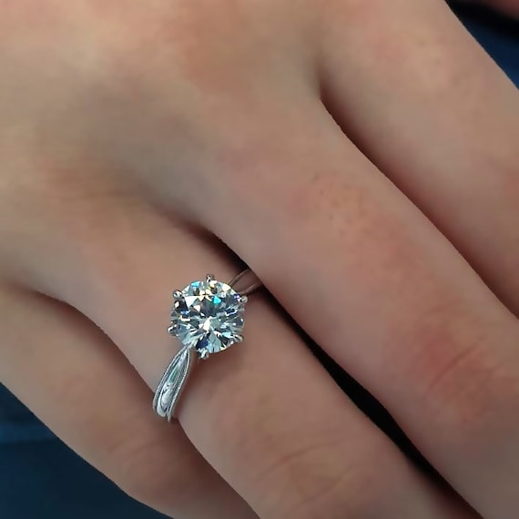 Ring Lab Created Synthetic Diamond Set in Silver 925 Plated With