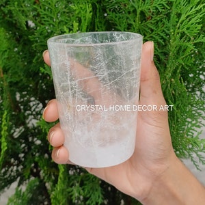 Natural rock Crystal Glass, Clear quartz grade A hand-carved polished Mug ,Crystal Barware Drinking Glass, Gemstone Wine Mug ,Christmas Gift