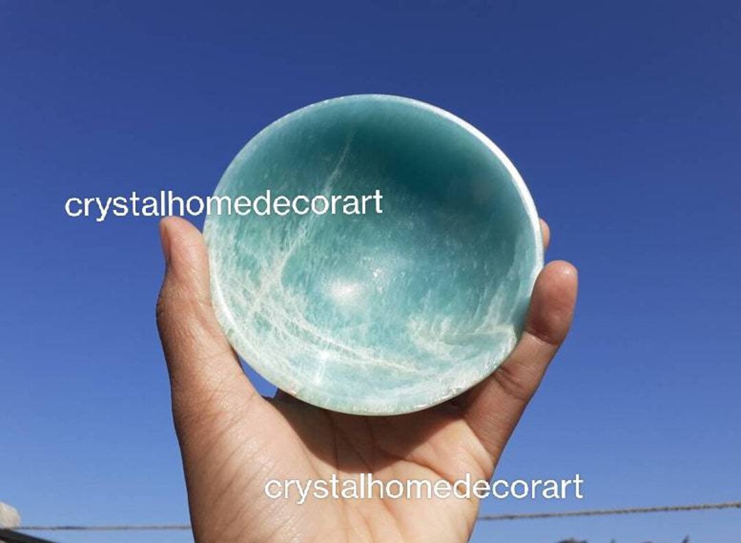 Natural Amazonite Bowl: Handmade Gemstone Reiki Healing Bowl, Home ...