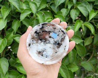 Natural Rainbow Moonstone Bowl, Fully Flashy Bowl, Flashy Rainbow Moonstone,Blue Flash Rare Bowl, Natural Crystal Bowl, Gift Item