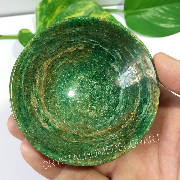 Natürliche grüne Jade-Schale, grüner Aventurin-Stein, handgemachte Kristallschale, Edelstein-Tablett-Schale, Reiki-Heilungs-Chakra-Schale, Geschenkartikel