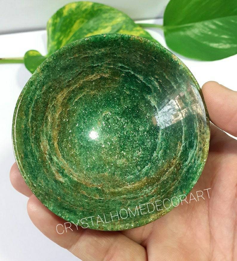 Natural Green Jade Bowl, Green Aventurine stone, Handmade Crystal Bowl, Gemstone Tray Dish Bowl, Reiki Healing Chakra bowl, Gift Item