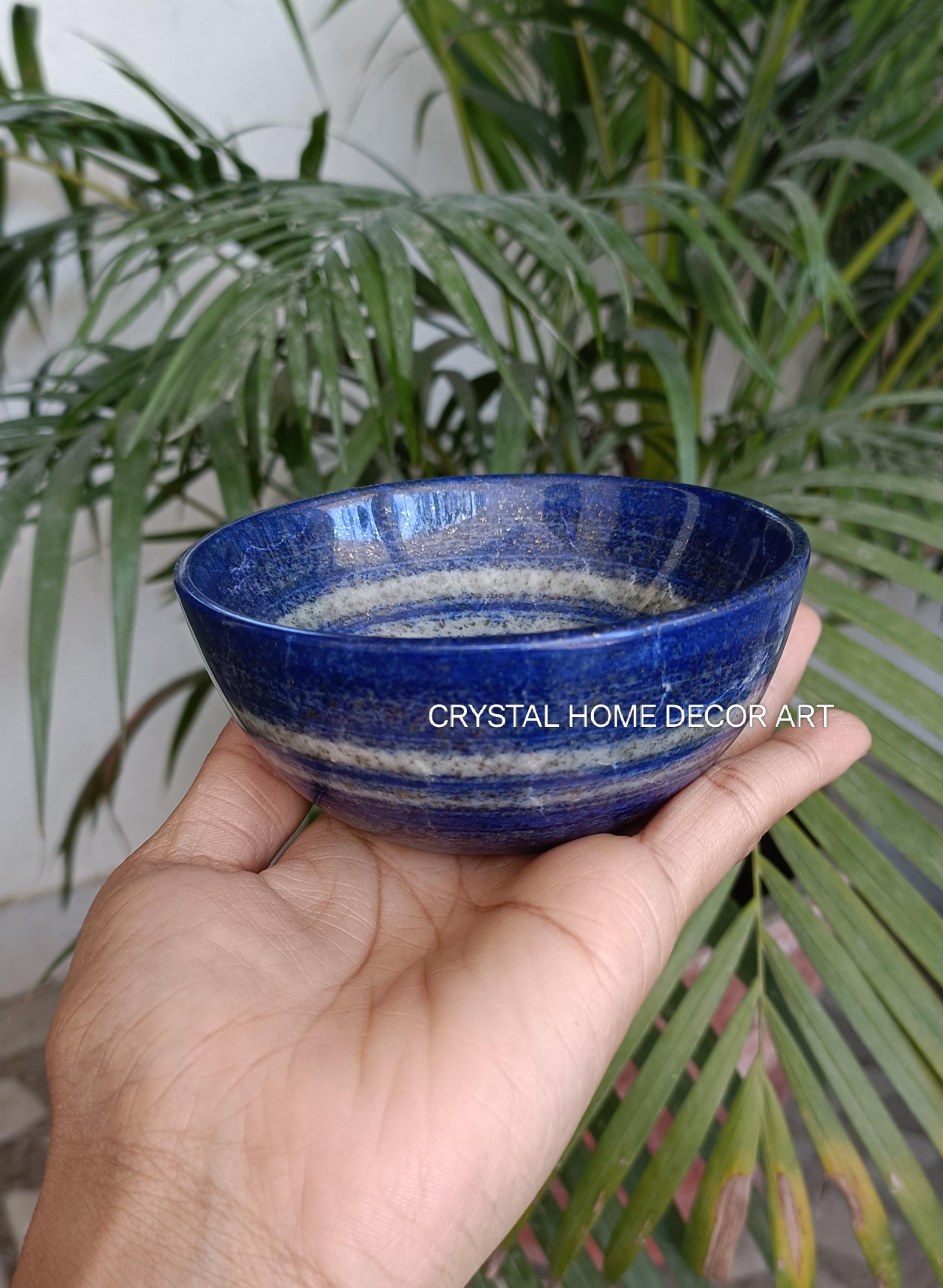Handcrafted Lapis Lazuli Home Decor Bowl - Astro West Handmade Lapis Lazuli Bowl: Boho Home Decor, Natural Stone Dish main image 2