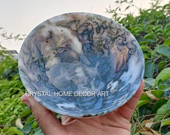 Moss Agate 6" Bowl  Handcarved Bowl Natural Gemstone, Chakra Healing, Home Decor, Gift item