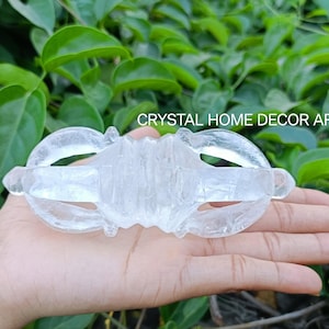Clear quartz dorje | Crystal Vajra carving | Handcarved Dorje | Crystal Thunderbolt | Natural Crystal Tibetan Buddhist Vajra
