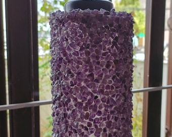 Amethyst Geode Lamp: Handmade Healing Crystal Hanging Light, Home Decor, Gift item