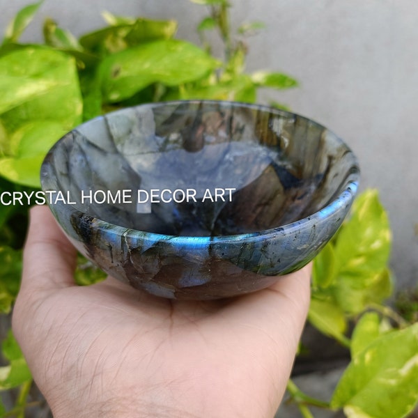 Hand Carved Labradorite Bowl: Flashy Gemstone Crystal Healing Tray, Home Decor, Gift item