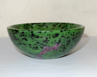 Ruby Zoisite Bowl: Natural Gemstone Decor (4 Inch)  Home Decor, Gift item