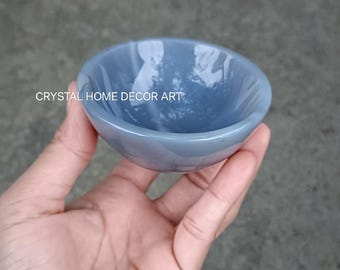 Blue Agate Bowl, Natural Stone Hand Carved Gemstone Bowl, Agate Stone Bowl, Agate Chakra bowl, Blue Agate Crystal healing Bowl