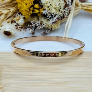 Pulsera con mensaje - Acero inoxidable - Baño de rosa