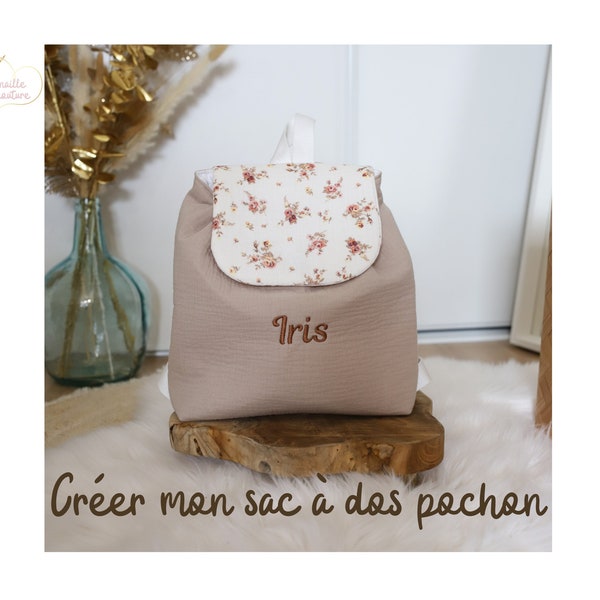 Petit sac à dos pochon maternelle, cadeau personnalisé pour enfant