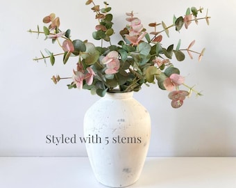 Artificial Eucalyptus Blush Pink Stem – 90cm Tall Faux Eucalyptus for Vases & Home Styling