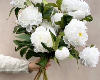 Peonia artificiale, fiori artificiali bianchi, composizione floreale finta ultra realistica, nuovo regalo di inaugurazione della casa per l'arredamento della casa, peonie di seta