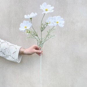 Faux Daisy Flower Stem: Realistic White Cosmos Wildflower, Home Decor 1 Stem