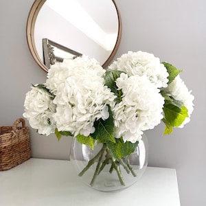 Artificial White Hydrangea, Faux Hydrangea Flower, Large Real Touch Fake Hydrangeas, Hydrangea Artificial Flowers, White Faux Flower Stems