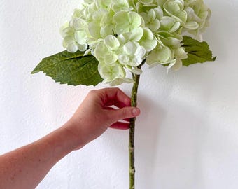 Artificial Green Hydrangea Flower Stem – Real Touch Faux Flower, Large Realistic Hydrangea for Wedding or Home Arrangement Decor