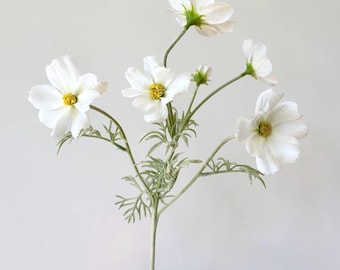 Faux Daisy Flower Stem: Realistic White Cosmos Wildflower, Home Decor