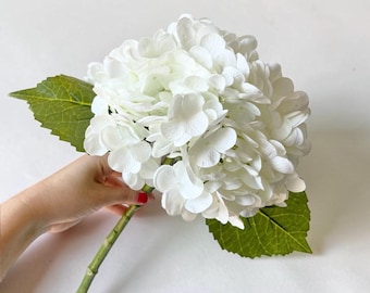 Artificial White Hydrangea Stem, Real Touch Flowers, Faux Hydrangea Flower, Faux Flowers, Large Realistic Hydrangeas, Vase Filler